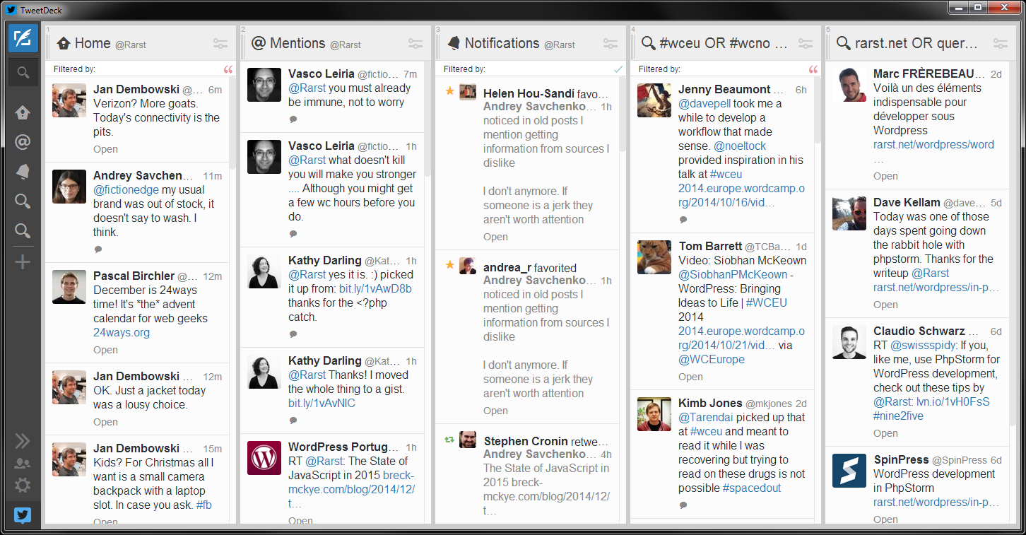 My TweetDeck columns.