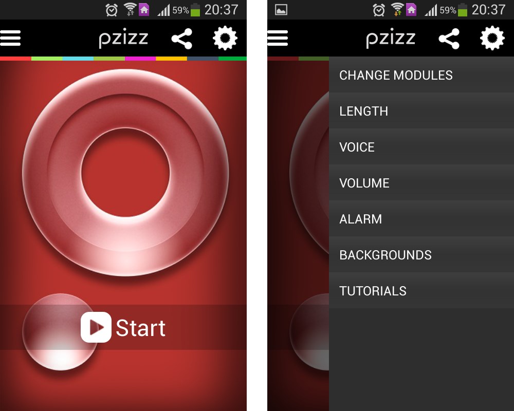 pzizz interface (Android)