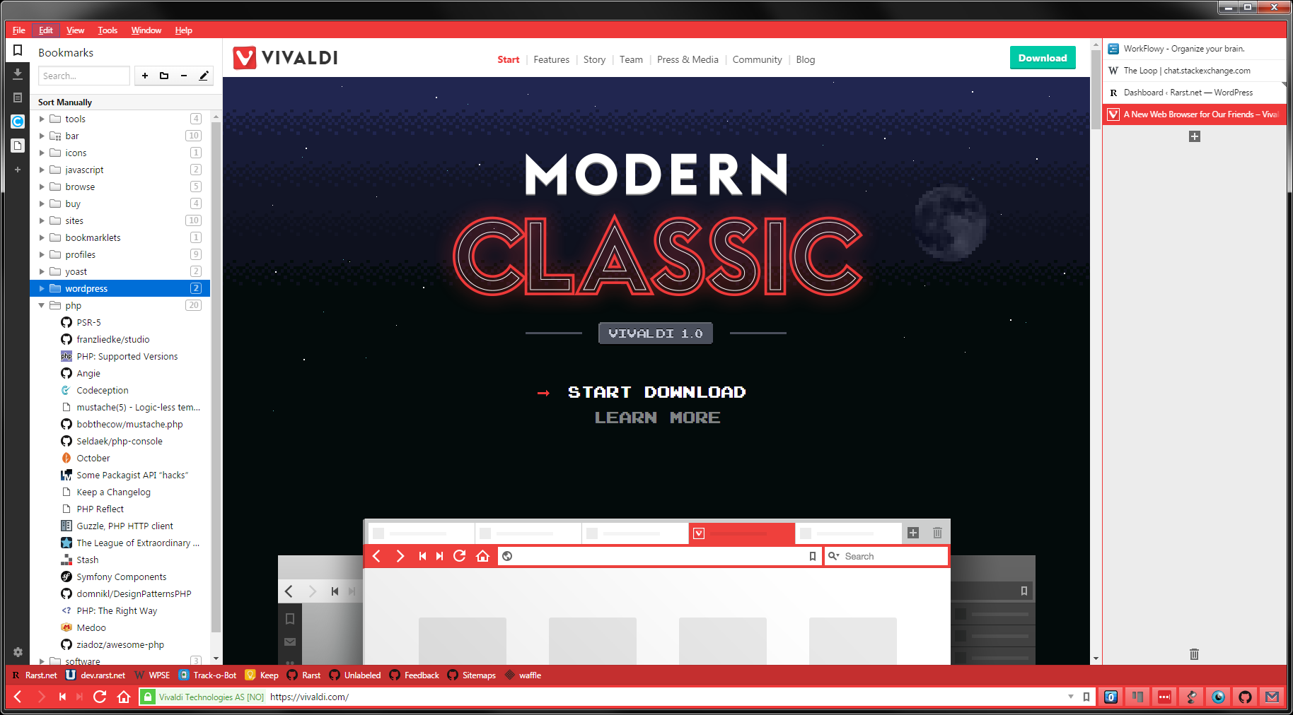 Vivaldi browser interface.