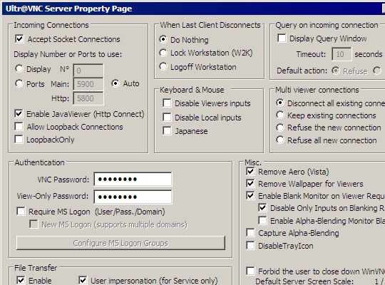 ultravnc server silent option ultravnc server silent option