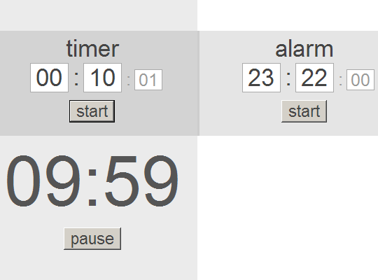 Timer Tab interface